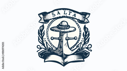 Sea Helm Postage Stamp Vector Illustration Handdrawn