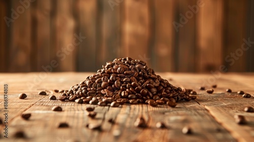 Coffee Beans on Wooden Table