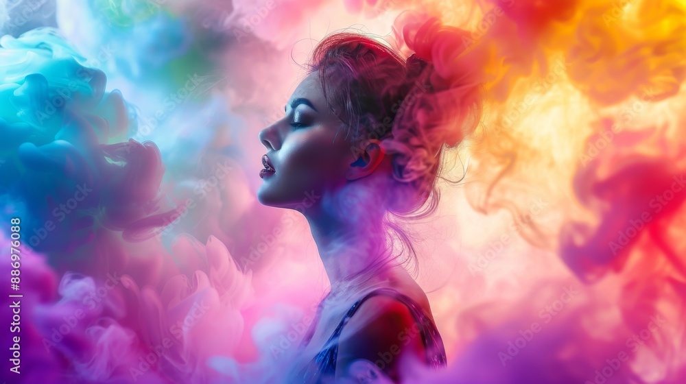 A wonderful picture of a woman with a bunny bob and a fabexplosion against the dark background, a picture that has been artistically created. A wonderful picture of a woman with a bunny bob and a fabexplosion against the dark background, a picture that has been artistically created.