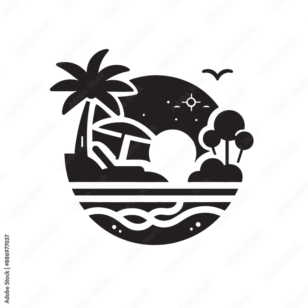 Naklejka premium Bright Summer Time Logo Template Vector Art - Clipart with White Background