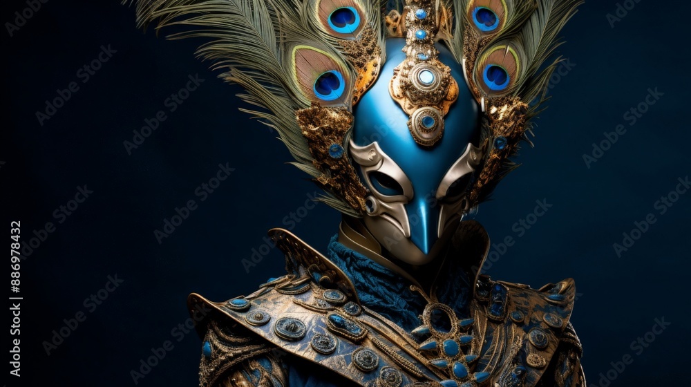 A superhero with a peacock-themed helmet and armor A superhero with a peacock-themed helmet and armor
