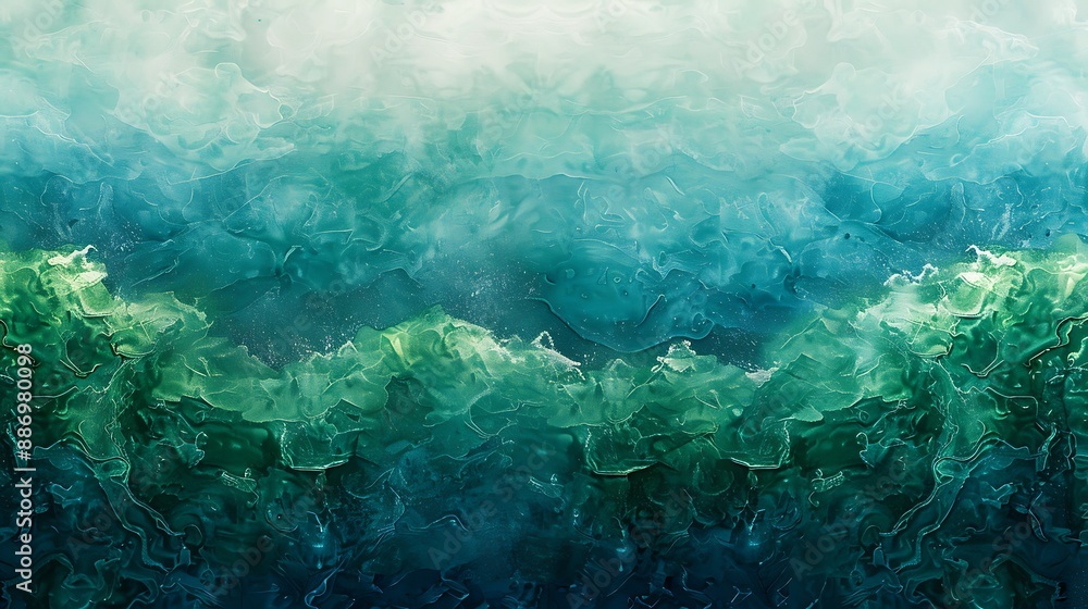 Obraz premium Ocean blue waves reflecting a gradient of forest green