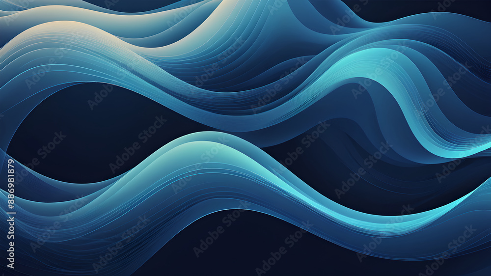 Fototapeta premium blue waves on a dark blue background. background texture