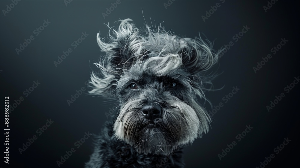 Naklejka premium Miniature Schnauzer Dog with gorgeous hair
