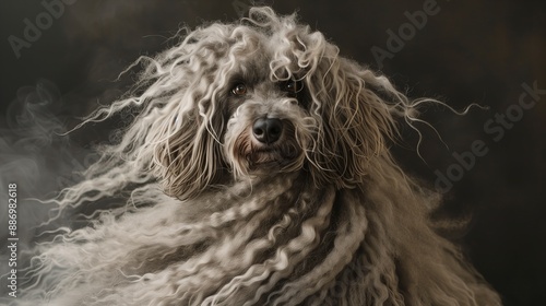 Portrait of A Puli Dog with gorgeous hair photo