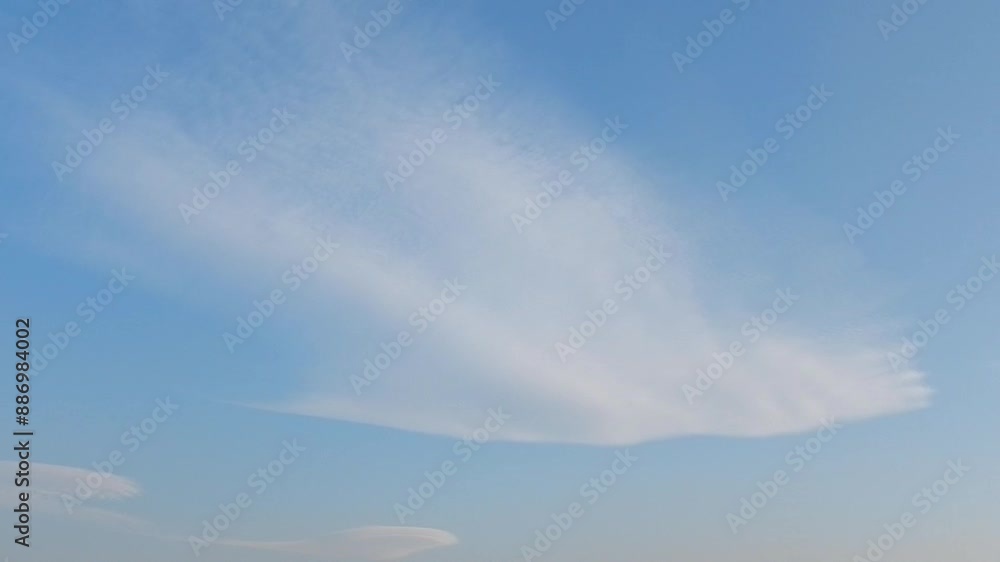 Blue sky with delicate decorative white clouds bird-shaped in flight - calm natural sky background. Topics: abstraction, pattern, weather, meteorology, sky space Blue sky with delicate decorative white clouds bird-shaped in flight - calm natural sky background. Topics: abstraction, pattern, weather, meteorology, sky space