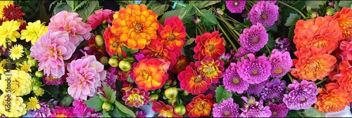 Colorful floral arrangement of flowers for sale at the farmer's market