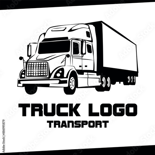 LOGO CAMION DE CARGA LOGISTICA TRANSPORTE VECTOR ICONO