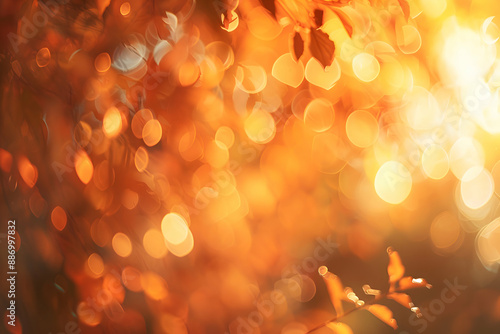 autumnal natural bokeh with sun for background or backdrop