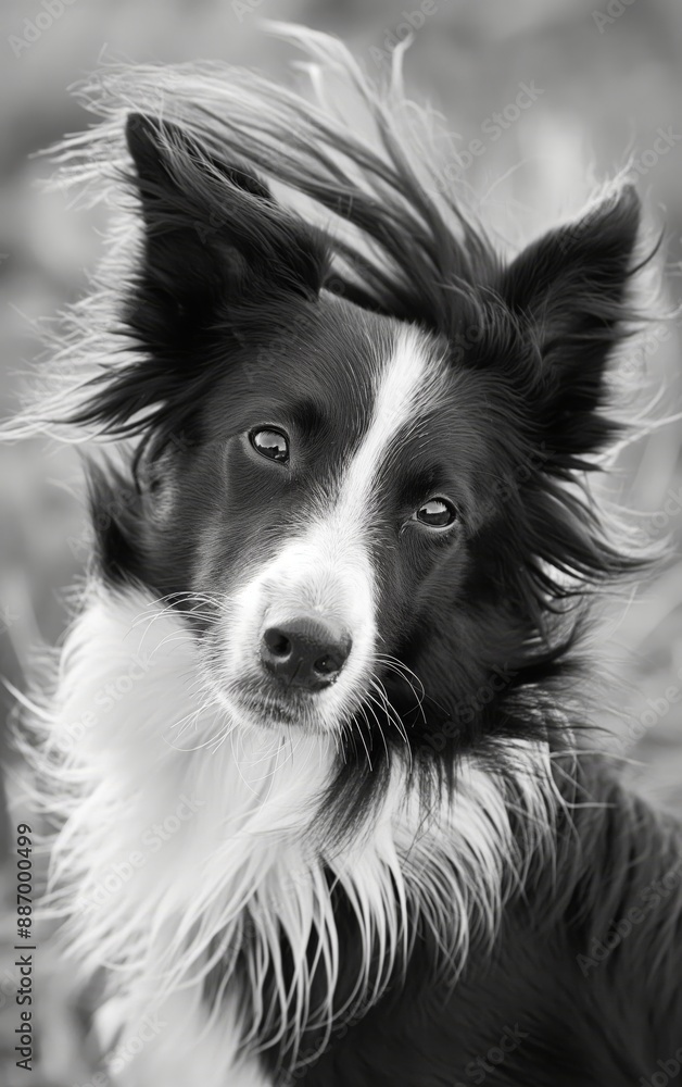 Fototapeta premium Portrait of A Border Collie with gorgeous hair