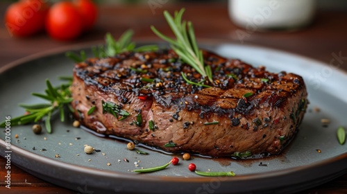 Rare steak plated well and exotic