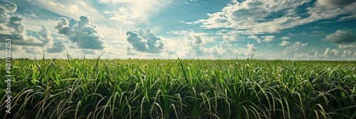 Sugar cane field growing organically on farm