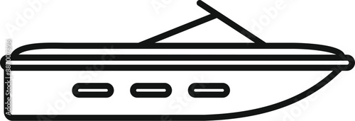Minimalist line art icon of a modern motor yacht speedboat sailing on water surface