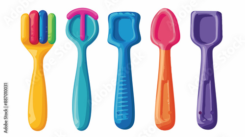 Plastic tool for play with plasticine flat icon. Vector isolated on white background
