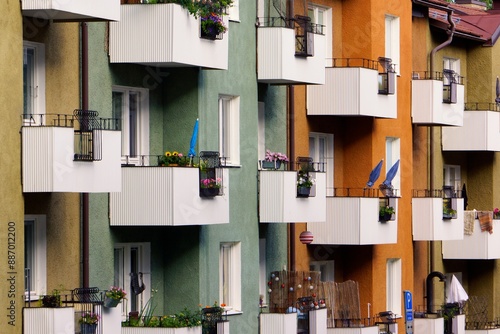 Balconies in apartment residential building