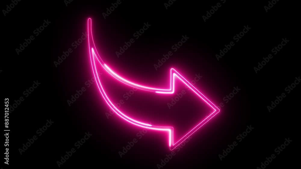 Neon electric up right arrow icon animation.Neon arrow direction animation on black background. Abstract dynamic neon arrow icon animation background. Neon electric up right arrow icon animation.Neon arrow direction animation on black background. Abstract dynamic neon arrow icon animation background.