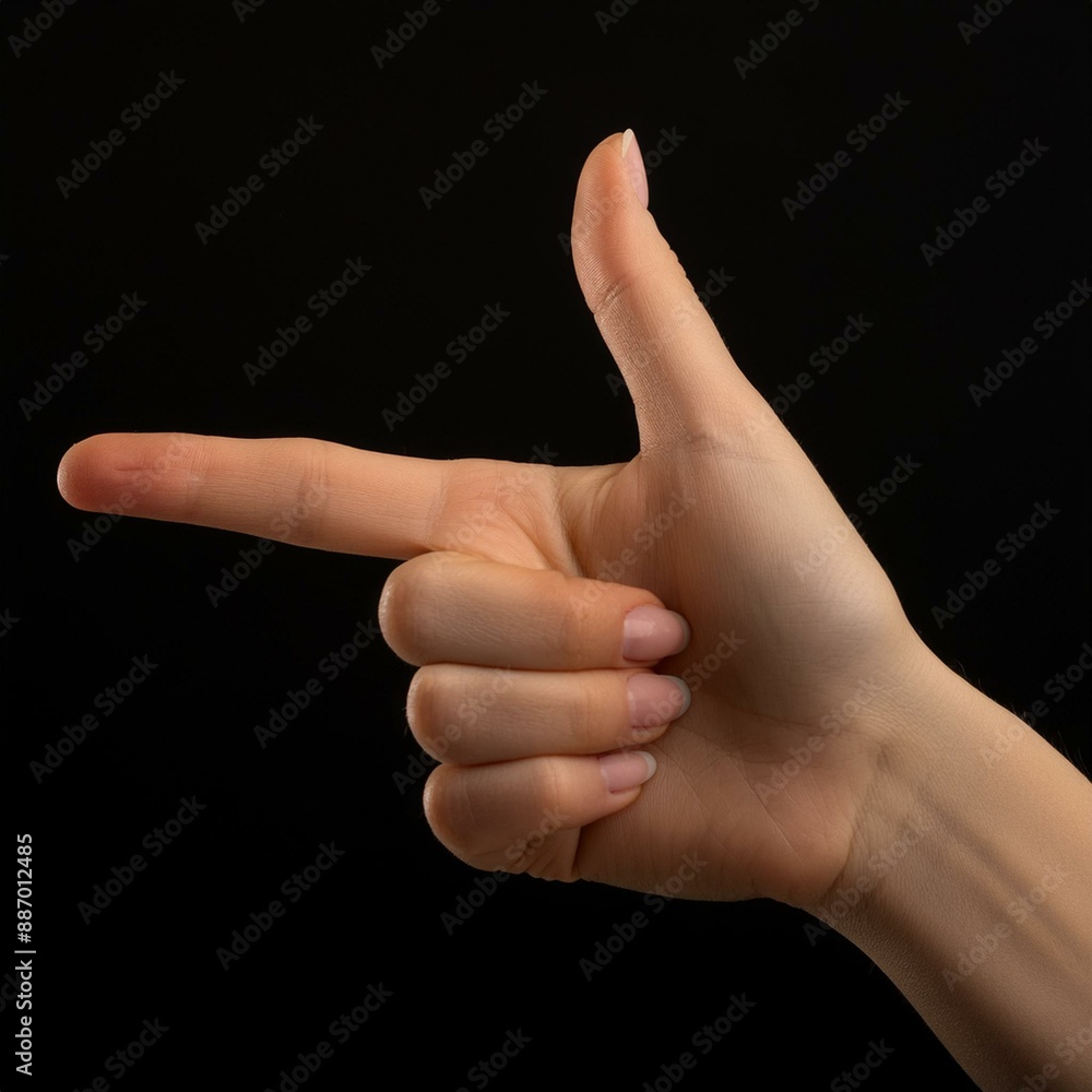 hand showing pointing on a black background hand showing pointing on a black background