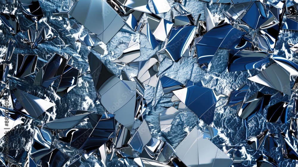 Navy blue and silver abstract pattern with shattered glass effect, sharp design and reflective surfaces, edgy tech background. Navy blue silver abstract pattern Navy blue and silver abstract pattern with shattered glass effect, sharp design and reflective surfaces, edgy tech background. Navy blue silver abstract pattern