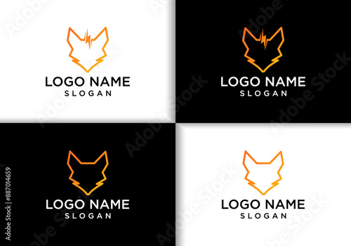 lightning fox simple logo vector design.