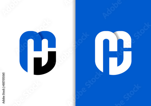 MH or HM letter logo vector design.