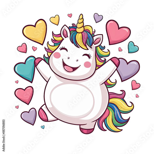 Isolated PNG Cartoon Whimsical Unicorn Love, GENERATIVE AI