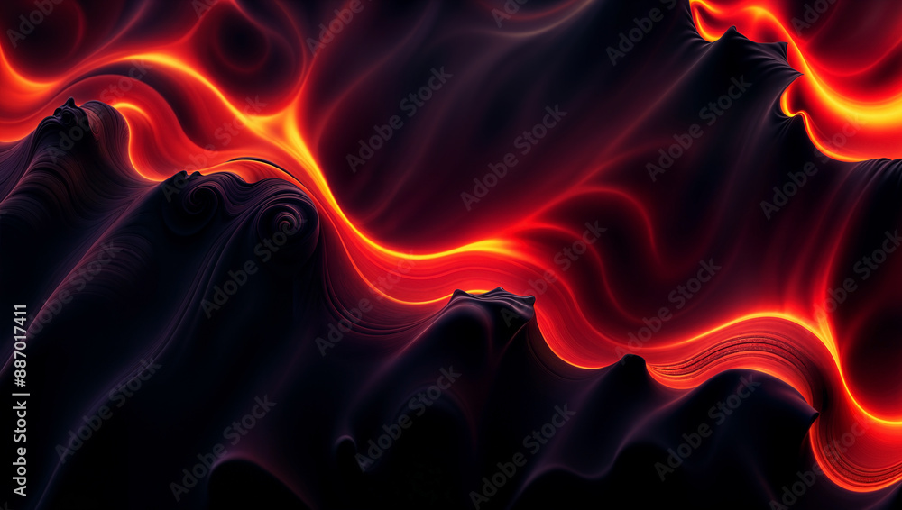 Black magma rock with red hot volcanic lava flow Black magma rock with red hot volcanic lava flow
