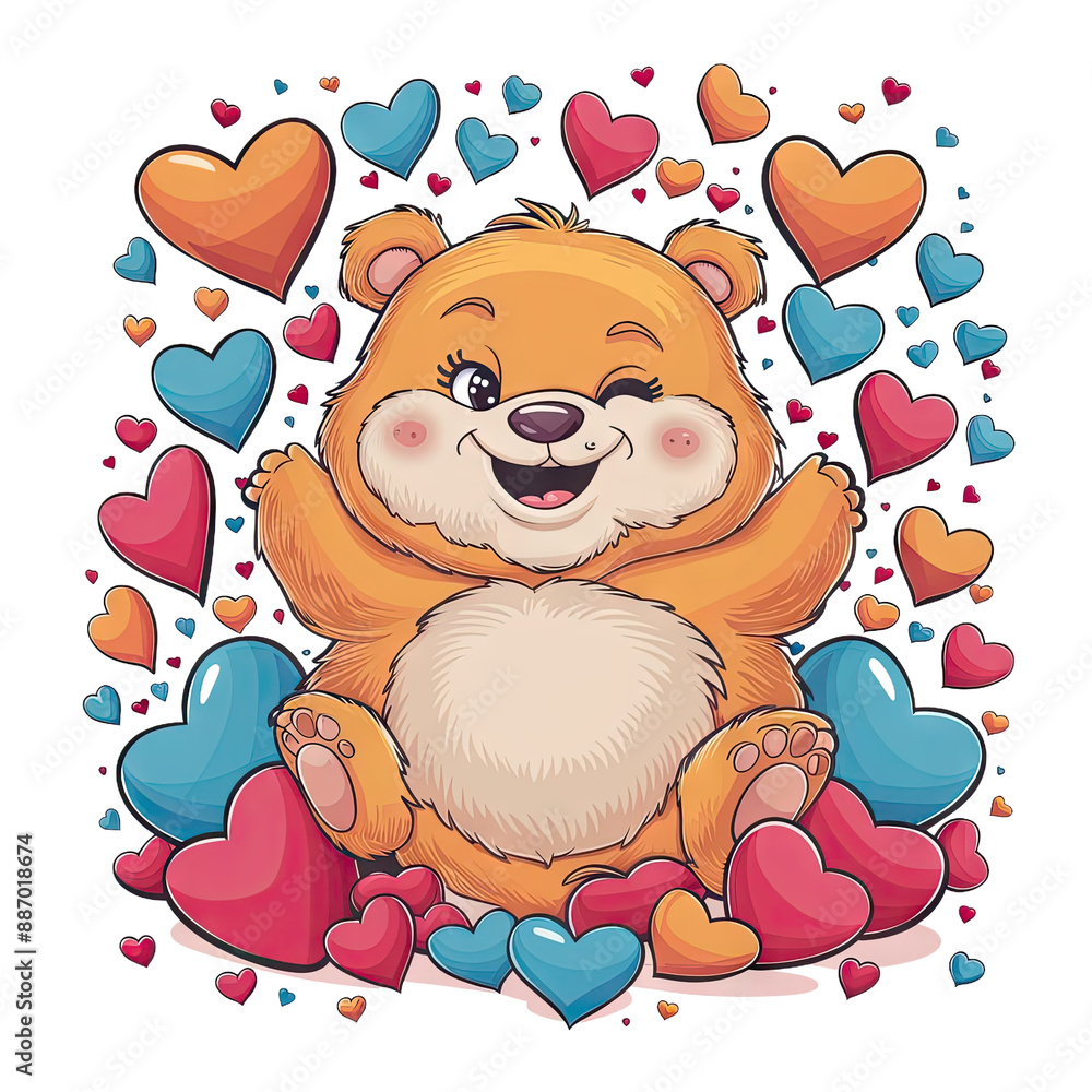 Isolated PNG Cartoon Teddy Bear Love, GENERATIVE AI Isolated PNG Cartoon Teddy Bear Love, GENERATIVE AI