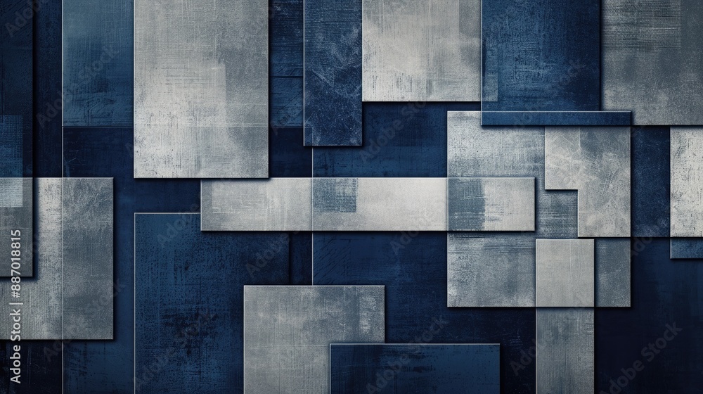 Fototapeta premium Contemporary navy blue and silver abstract pattern, minimalist geometric design with matte finish, suitable for editorial use. Navy blue silver abstract pattern