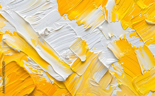 Abstract yellow and white background with smooth oil painting and thick brush strokes. photo