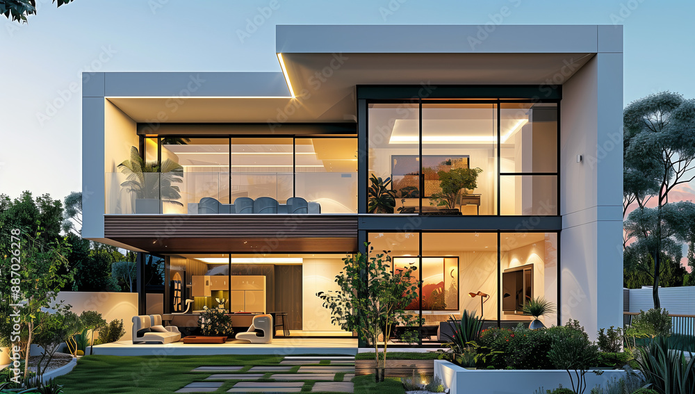 Modern Luxury Home with Expansive Glass Windows and Outdoor Living Spaces Modern Luxury Home with Expansive Glass Windows and Outdoor Living Spaces