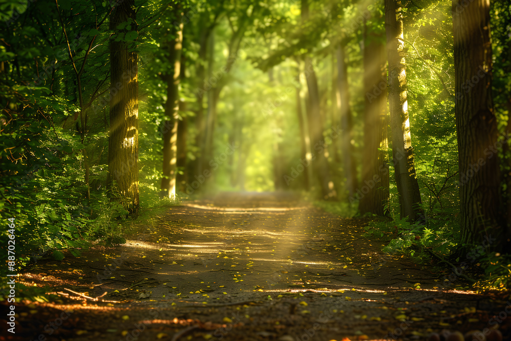 Obraz premium Tranquil Forest Path: A Journey of Serene Discovery and Connection to Nature’s Timeless Beauty
