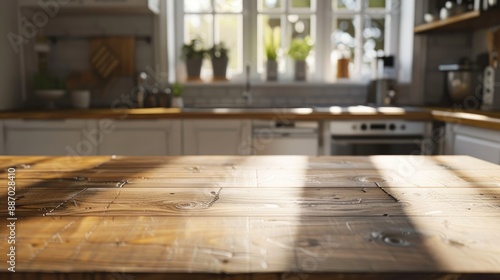 Wallpaper Mural Close up of modern kitchen s tidy wood table Torontodigital.ca