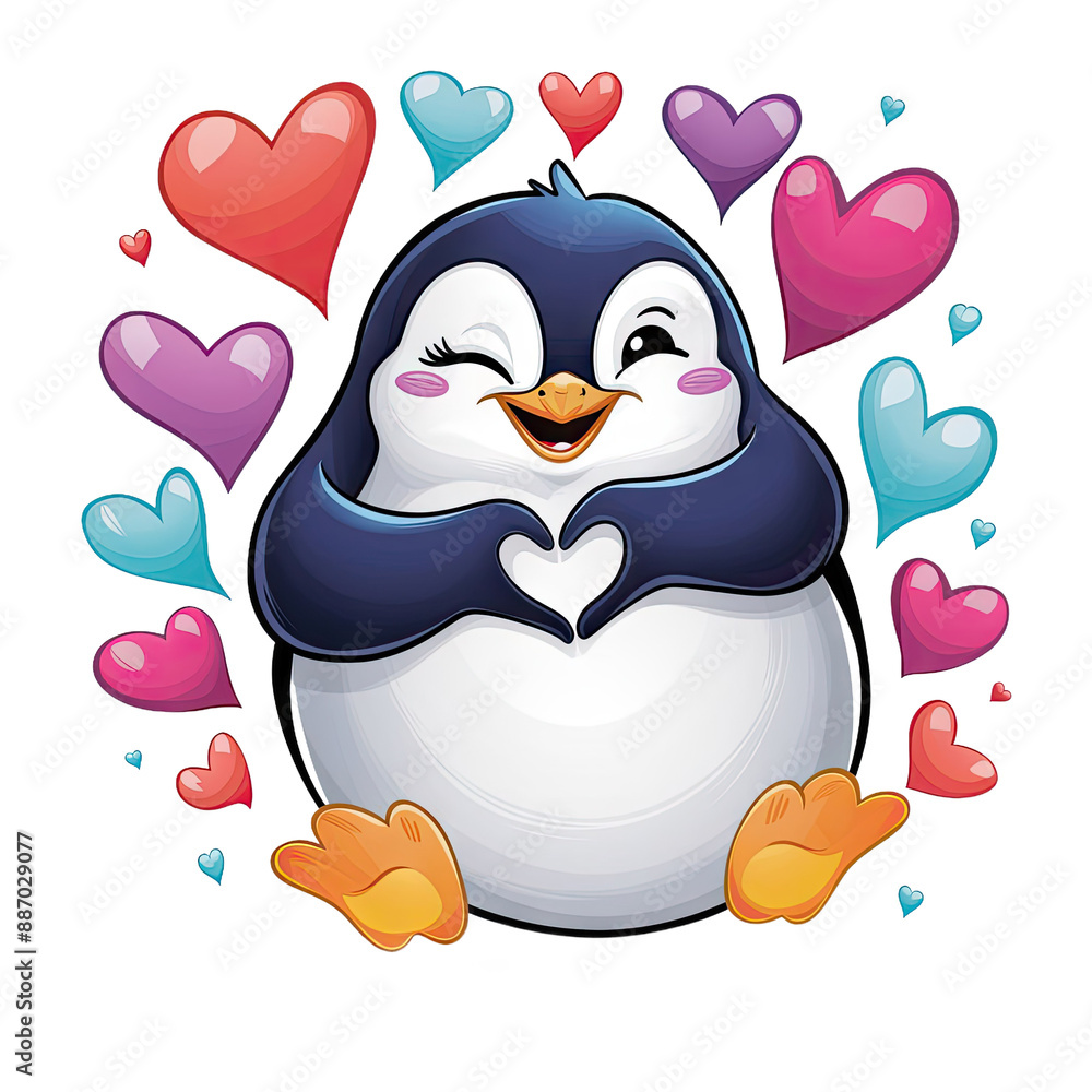 Fototapeta premium Isolated PNG Cartoon Penguin Love, GENERATIVE AI