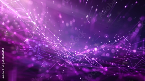 Abstract purple energy lines and plexus triangles create a magical and futuristic atmosphere