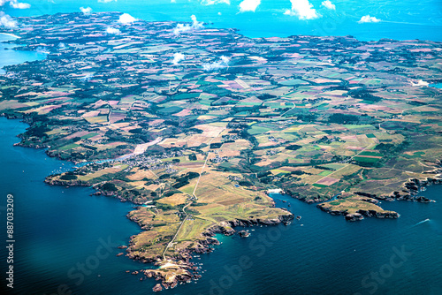 belle ile en mer island from aerial view in french brittany in morbihan  photo