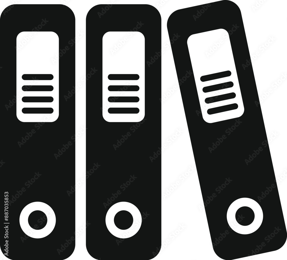 Simple black and white icon of office folders, symbolizing organization or paperwork Simple black and white icon of office folders, symbolizing organization or paperwork