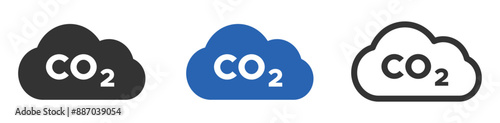 Cloud with text (CO2) graphic icon illustrations set