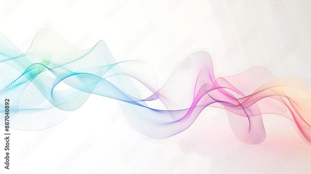 Soft and delicate pastel spectrum line waves with a clean minimalist design on white Soft and delicate pastel spectrum line waves with a clean minimalist design on white