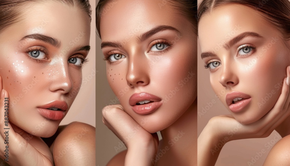 Close Up Portrait of Young Woman With Makeup and Freckles Close Up Portrait of Young Woman With Makeup and Freckles