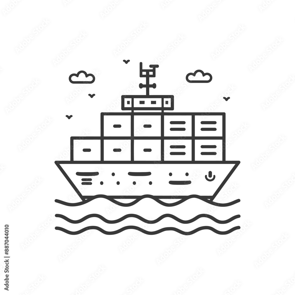 container ship minimalist line art icon logo symbol container ship minimalist line art icon logo symbol