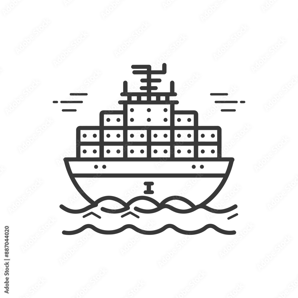 container ship minimalist line art icon logo symbol container ship minimalist line art icon logo symbol