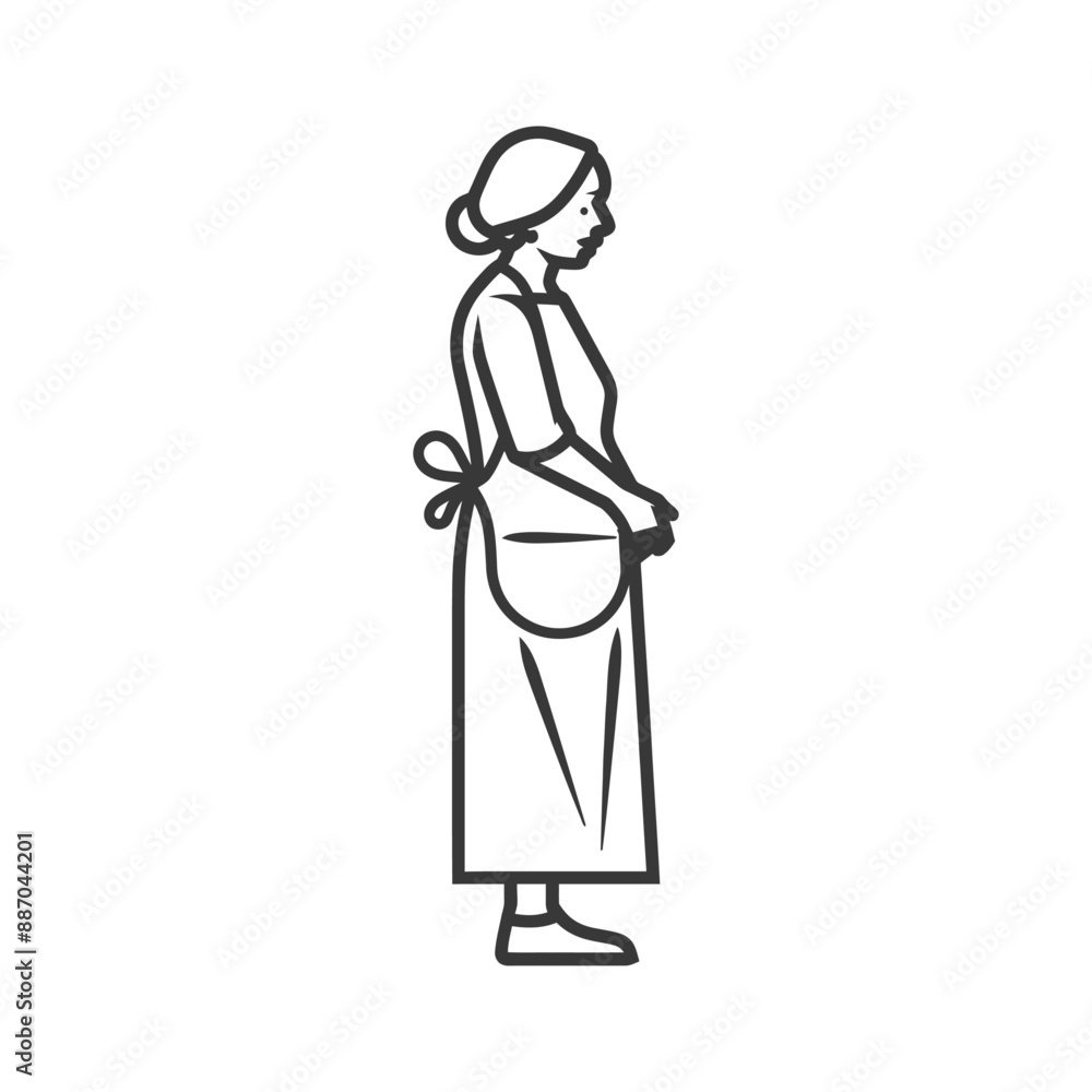 elderly woman in apron minimalist line art icon logo symbol elderly woman in apron minimalist line art icon logo symbol