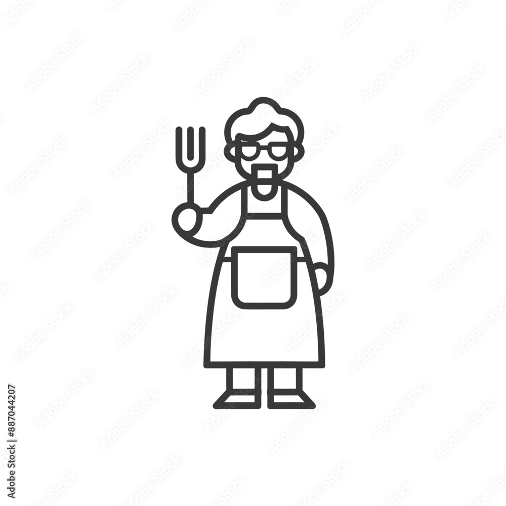 elderly woman in apron with kitchen utensil minimalist line art icon logo symbol elderly woman in apron with kitchen utensil minimalist line art icon logo symbol