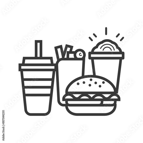 fast food minimalist line art icon logo symbol