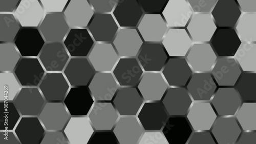 Abstract dark hexagon pattern on grey loop background technology style. Modern futuristic honeycomb concept. suitable for abstract backgrounds, graphic design projects, web banners, or presentation.