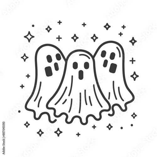 ghosts minimalist line art icon logo symbol