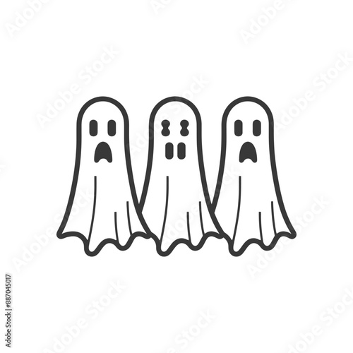 ghosts minimalist line art icon logo symbol