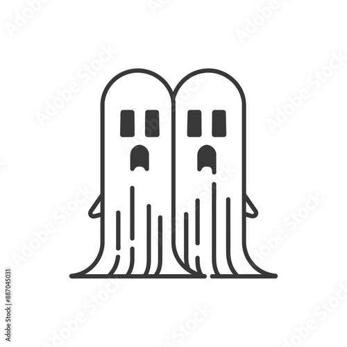 ghosts minimalist line art icon logo symbol