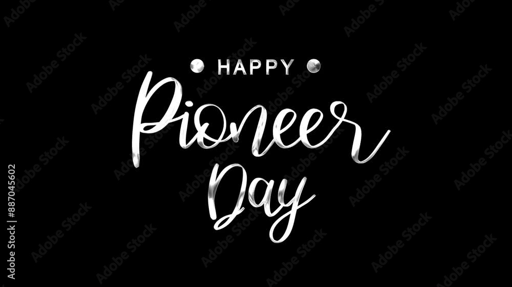 Happy Pioneer Day Text Animation on Silver Color. Great for Happy Pioneer Day Celebrations, for banner, social media feed wallpaper stories. Happy Pioneer Day Text Animation on Silver Color. Great for Happy Pioneer Day Celebrations, for banner, social media feed wallpaper stories.