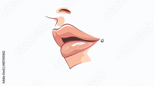Nose piercing flat icon Stylish silver accessory Handdrawn
